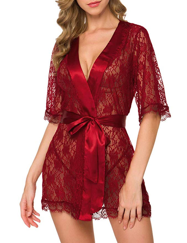 Lace Hollow-out Robe Lingerie